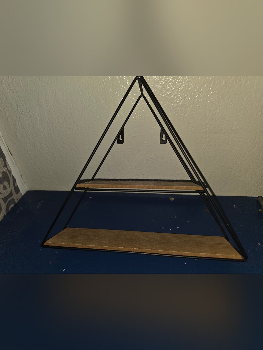 Black Metal & Wood Triangle Wall Shelf - Rustic Modern Home Decor